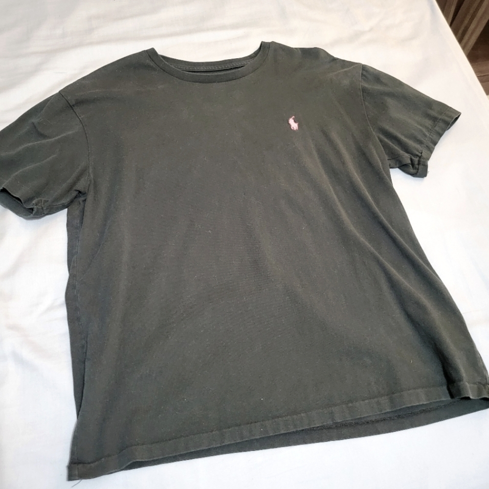 Polo Ralph Lauren Black T-Shirt Short Sleeve Size Medium Red Logo